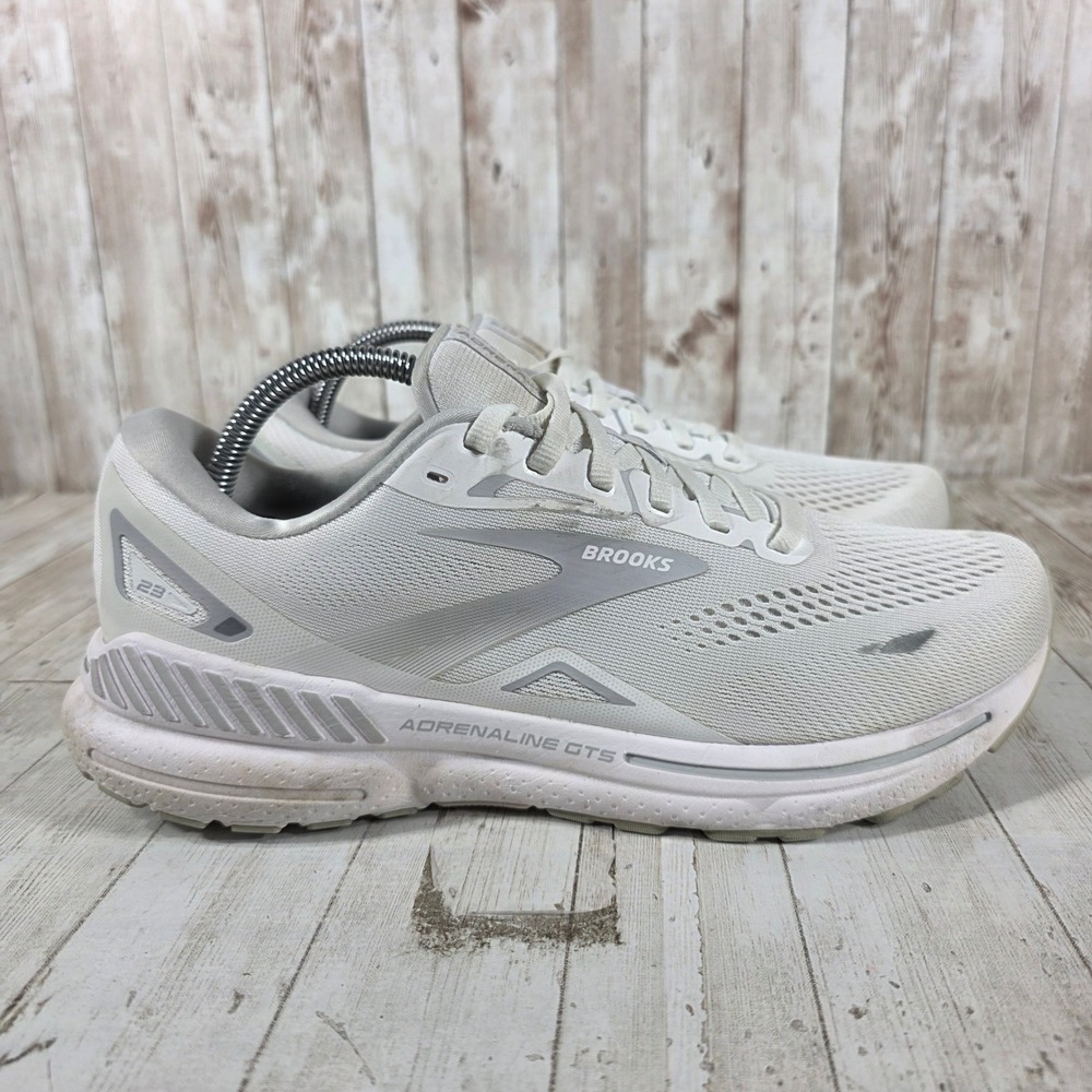 Brooks Adrenaline GTS 23 Womens 11 Running Shoes White Grey‎ 1203811B104